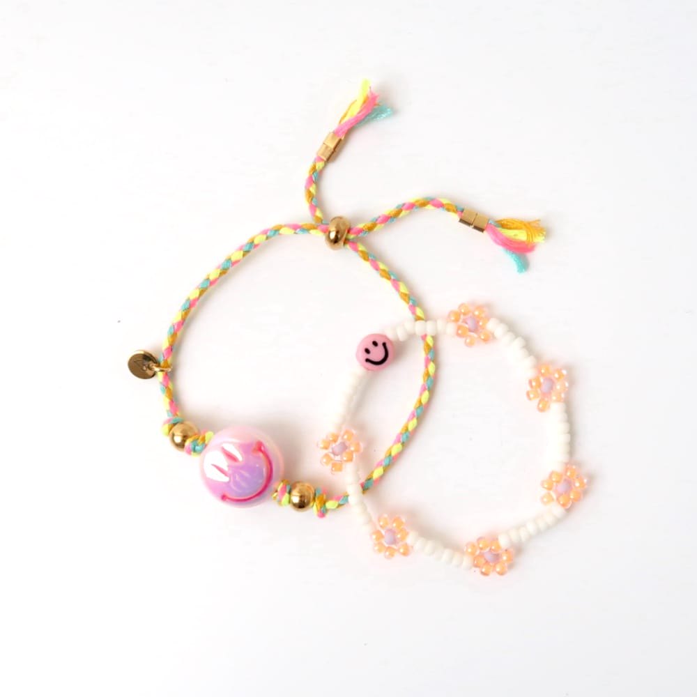 Bracelet | Daisy smiley purple luminous orange T1