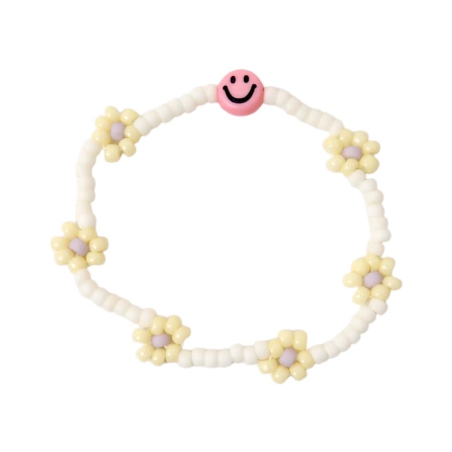 Bracelet | Daisy smiley pink/sunshine T1