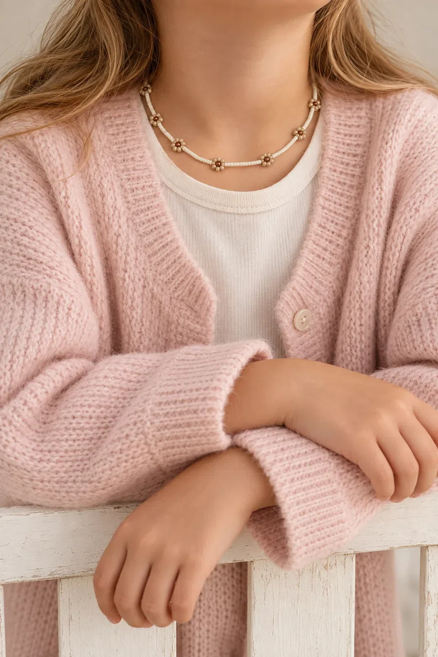 Necklace | Daisy ivory / beige