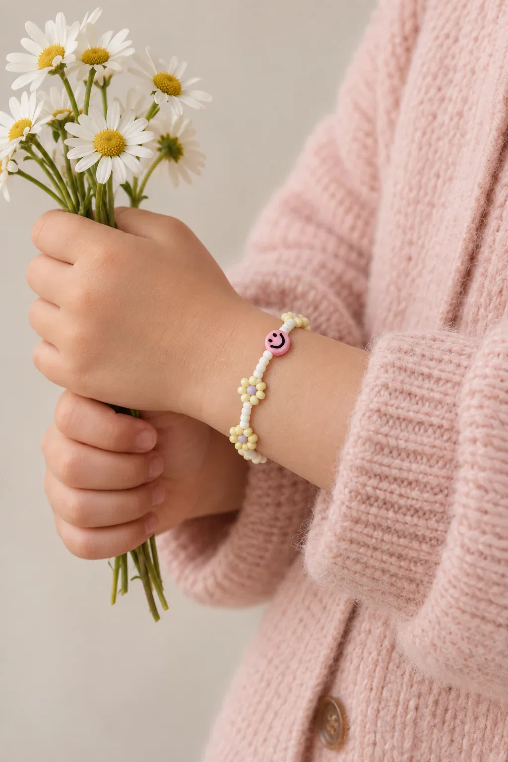 Bracelet |  Daisy smiley pink/sunshine T1