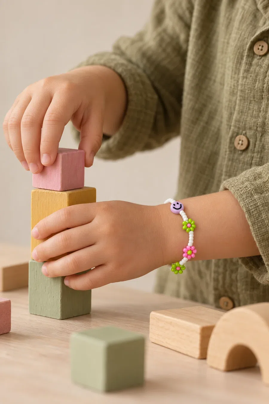 Bracelet |  Daisy smiley purple/pink/lime T1