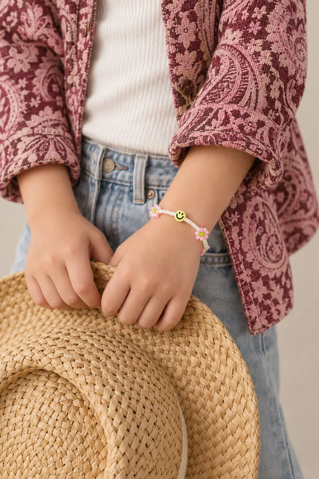 Bracelet |  Daisy smiley yellow/light pink/limeT1