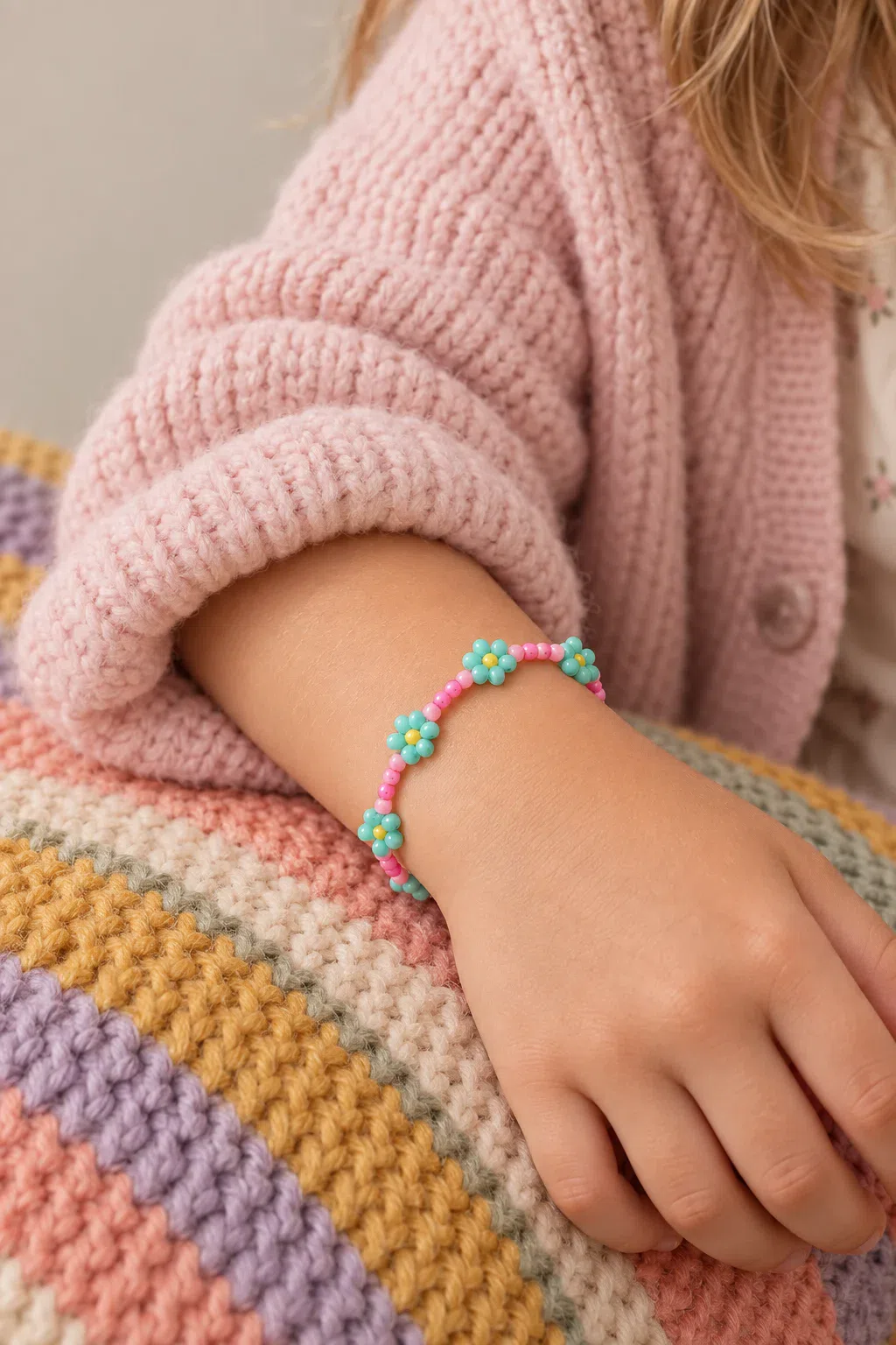 Bracelet |  Daisy luminous pink/ocean blue T1