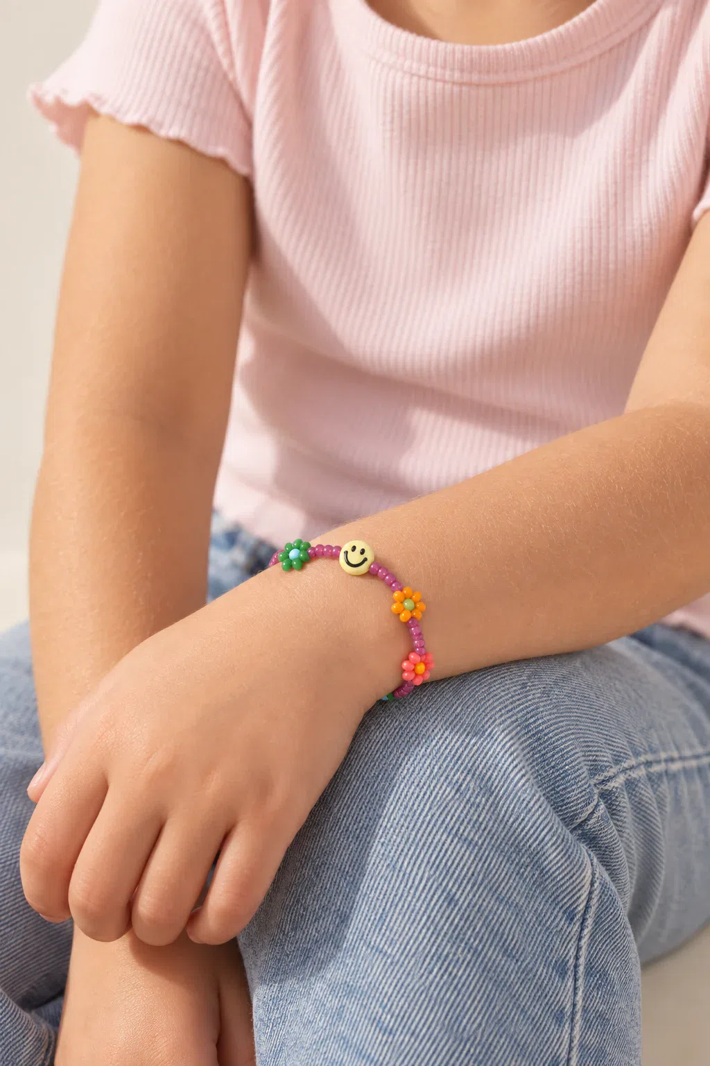 Bracelet |  Daisy smiley plum T1