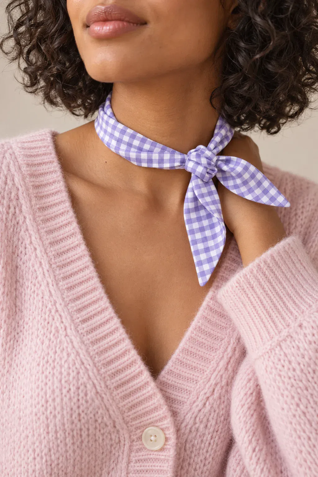 Twilly scarf | checked lila white