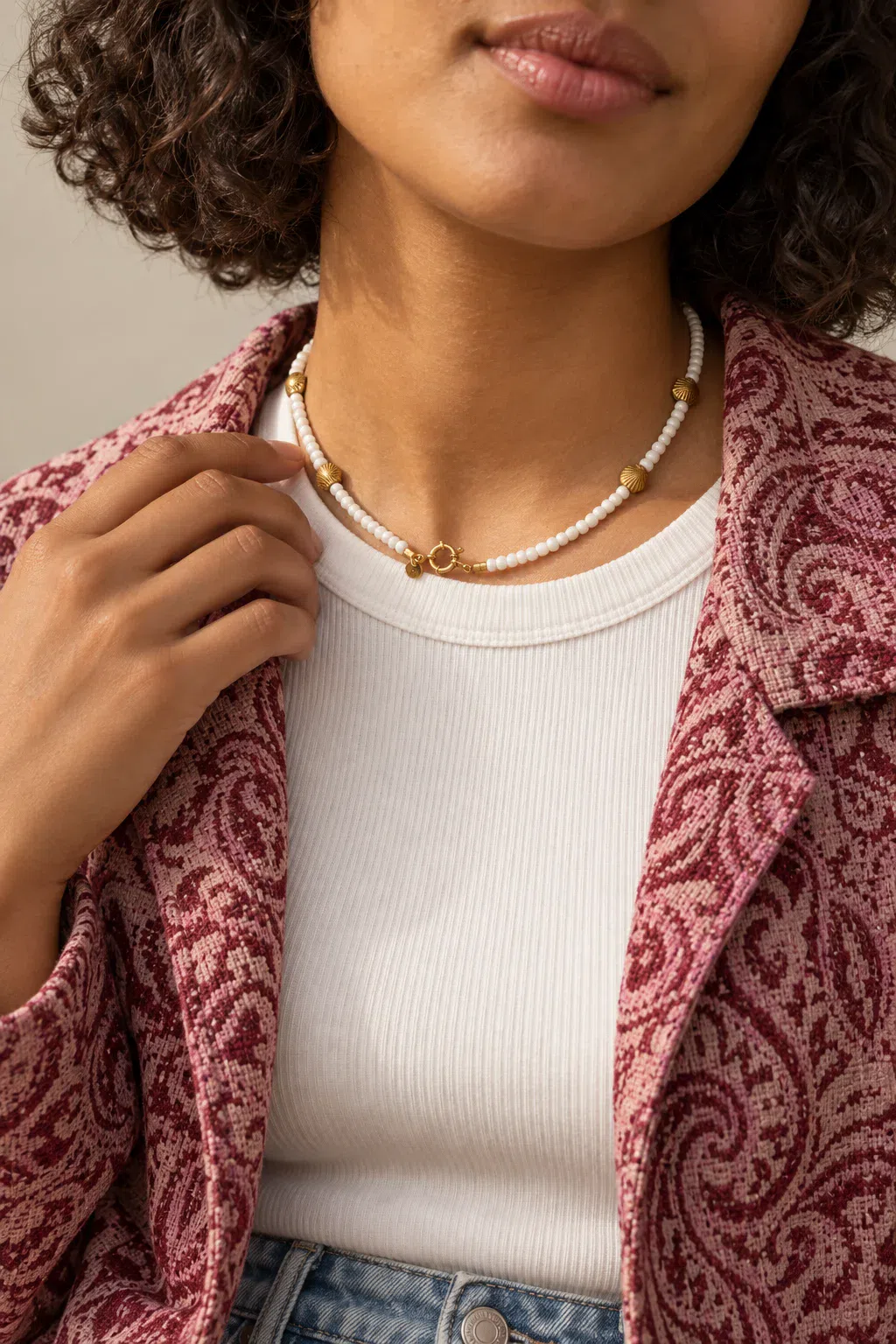 Necklace | Necklace shortie shell white