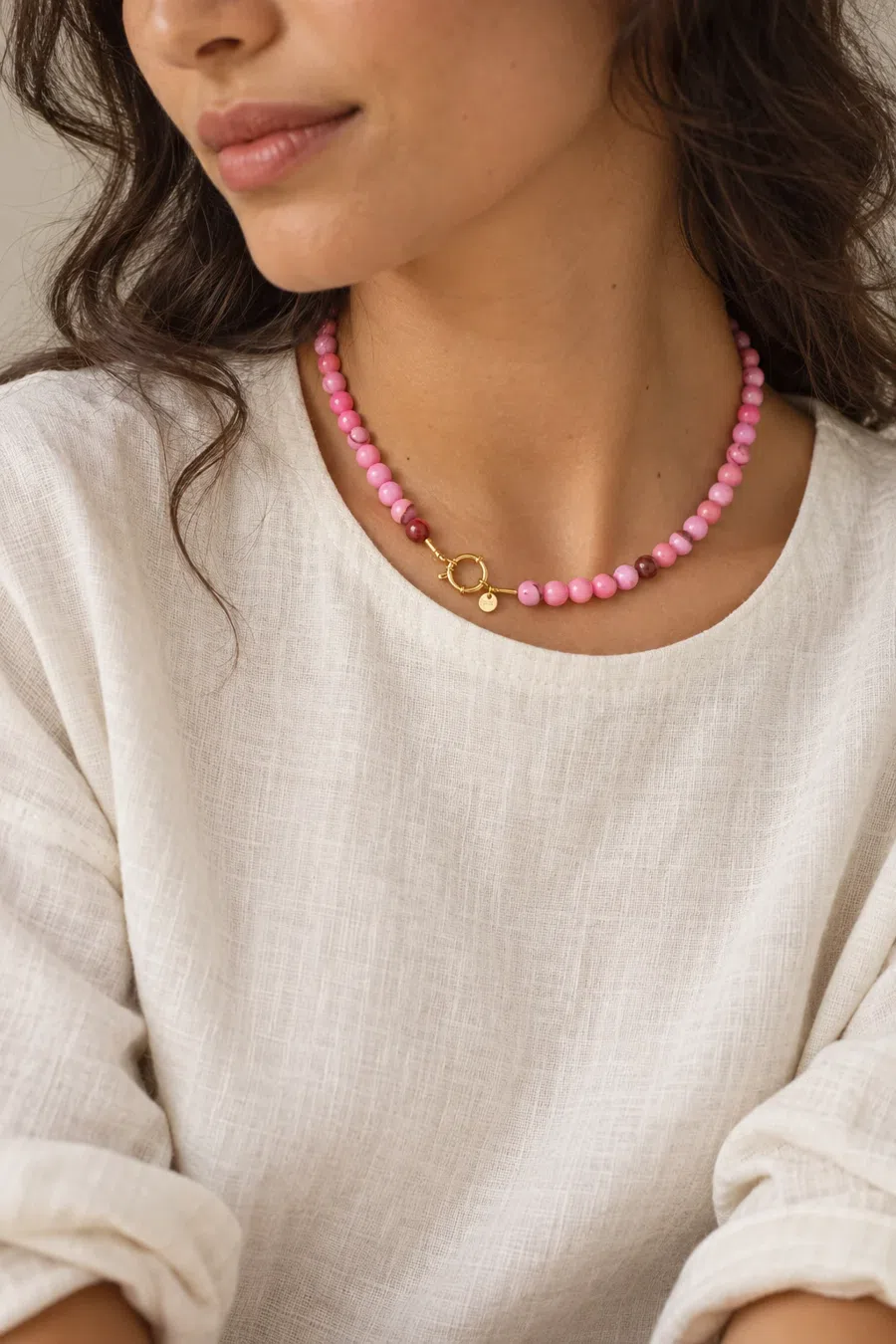 Necklace | Necklace pink beads