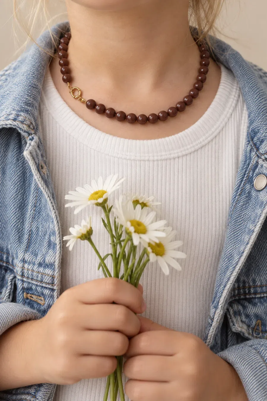 Necklace | Bold beads brown T1