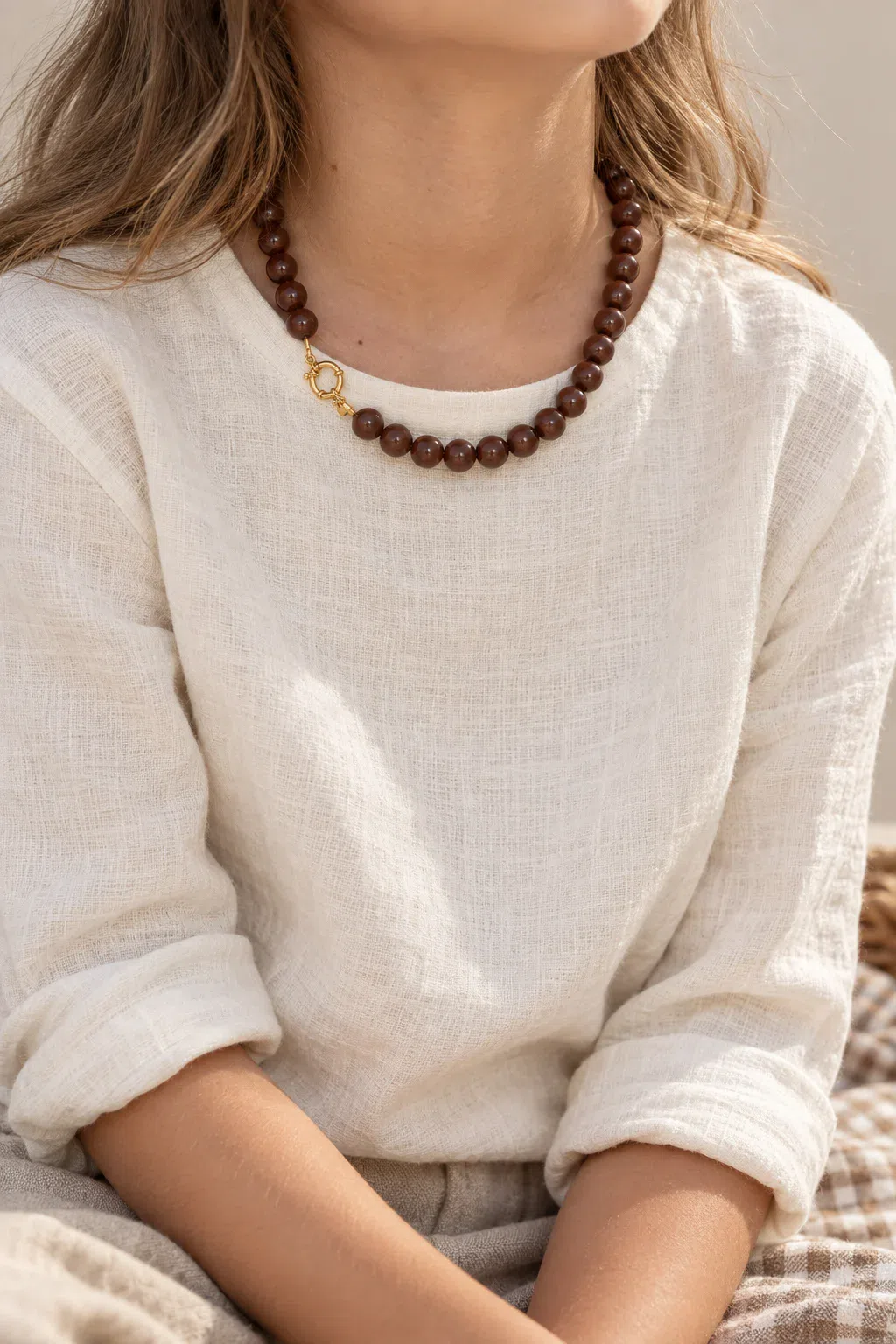 Necklace | Bold beads brown T2