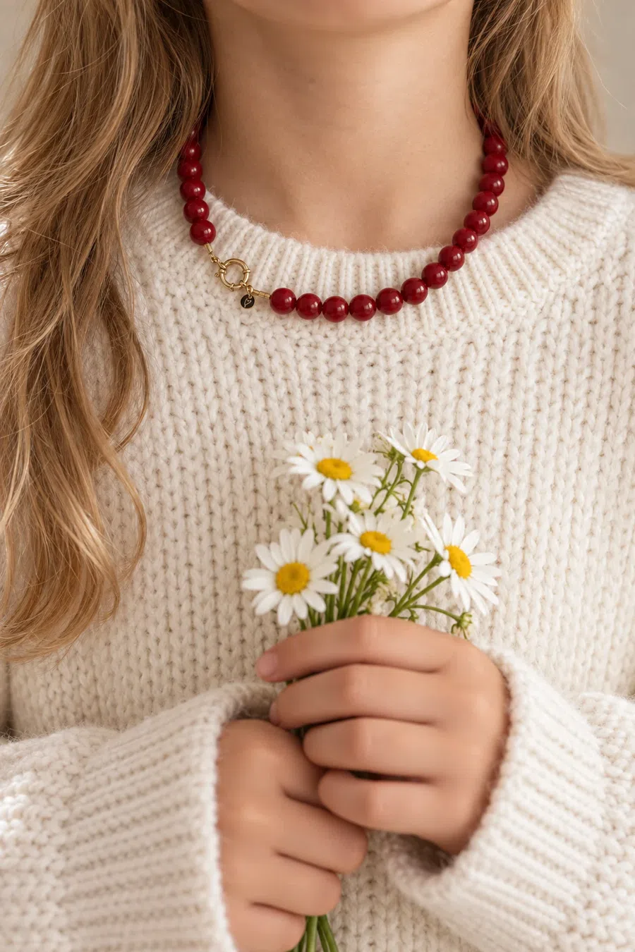 Necklace | Bold beads rust T2