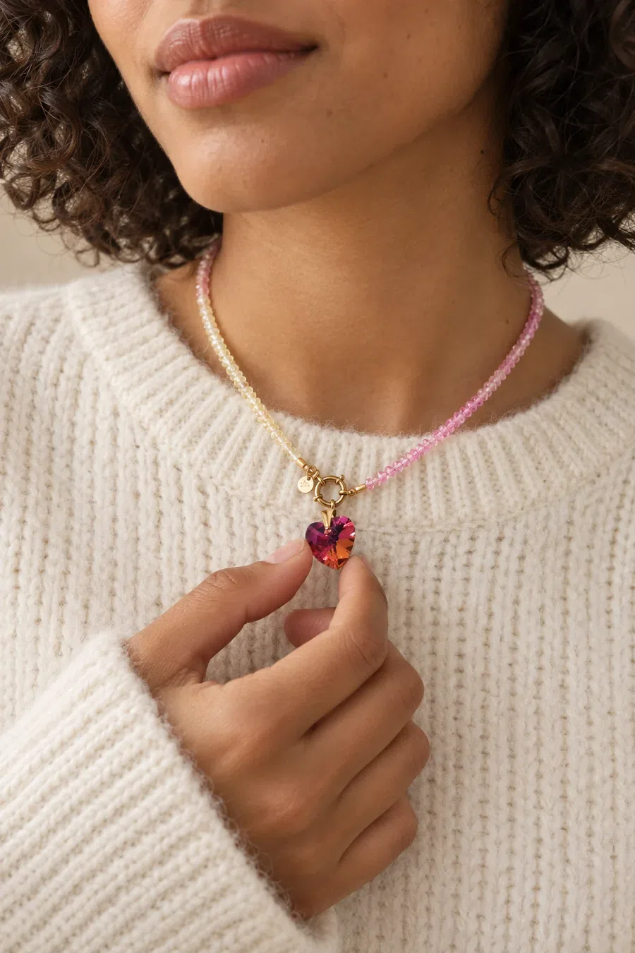 Charm | Swarovski heart Bordeaux Aurora 14 mm
