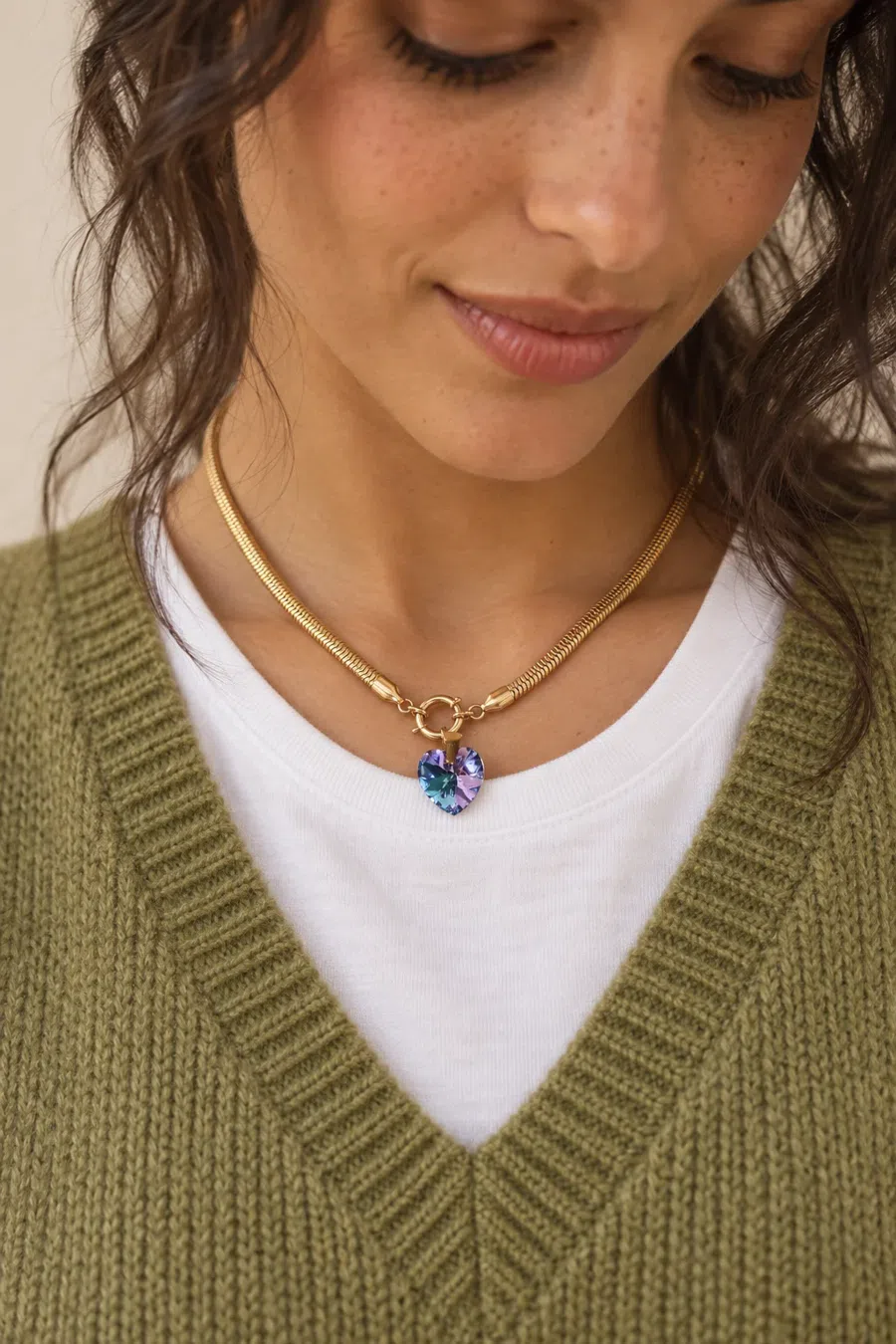 Charm | Swarovski heart amethyst 14 mm