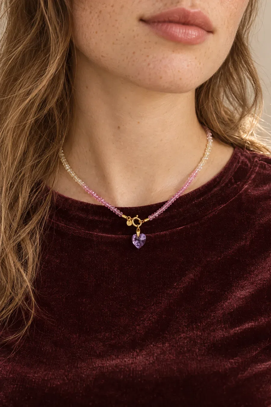 Charm | Swarovski heart amethyst 10mm