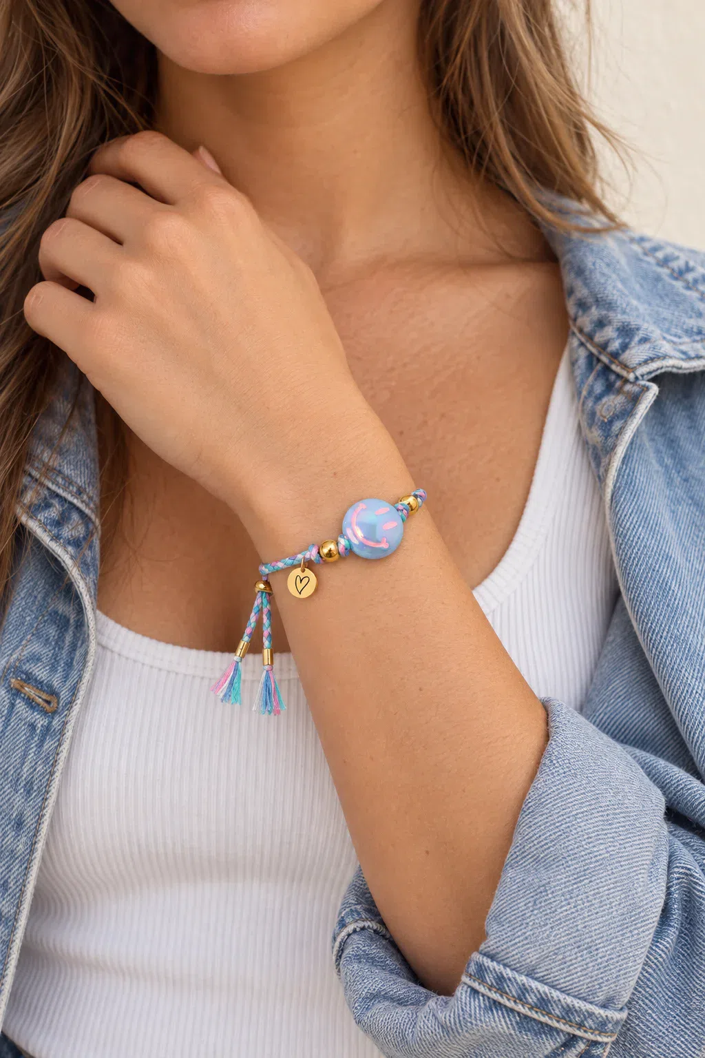 Bracelet | Happy smiley baby blue