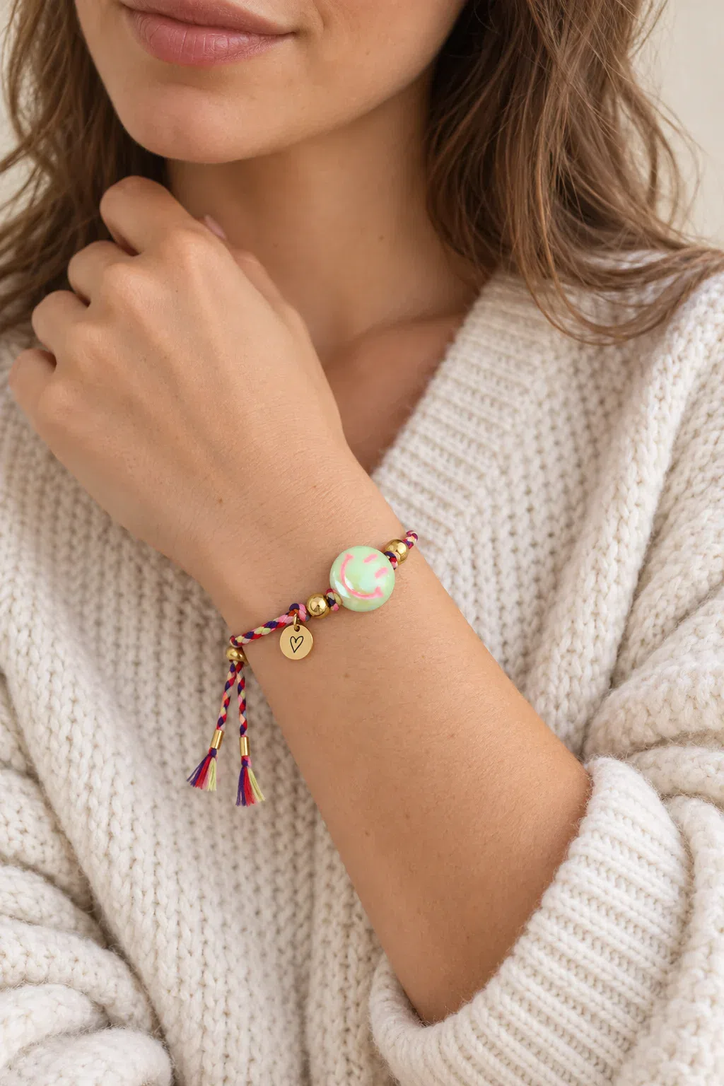 Bracelet | Happy smiley green/red