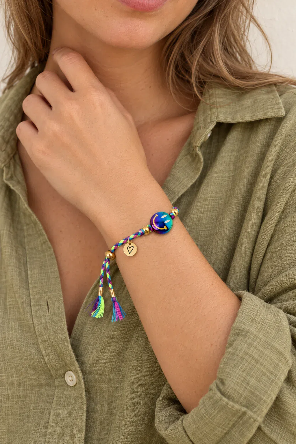 Bracelet | Happy smiley petrol