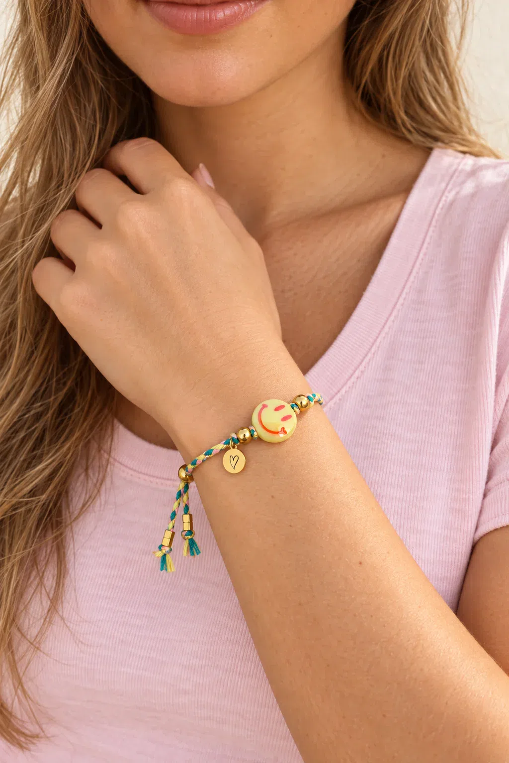 Bracelet | Happy smiley yellow/emerald
