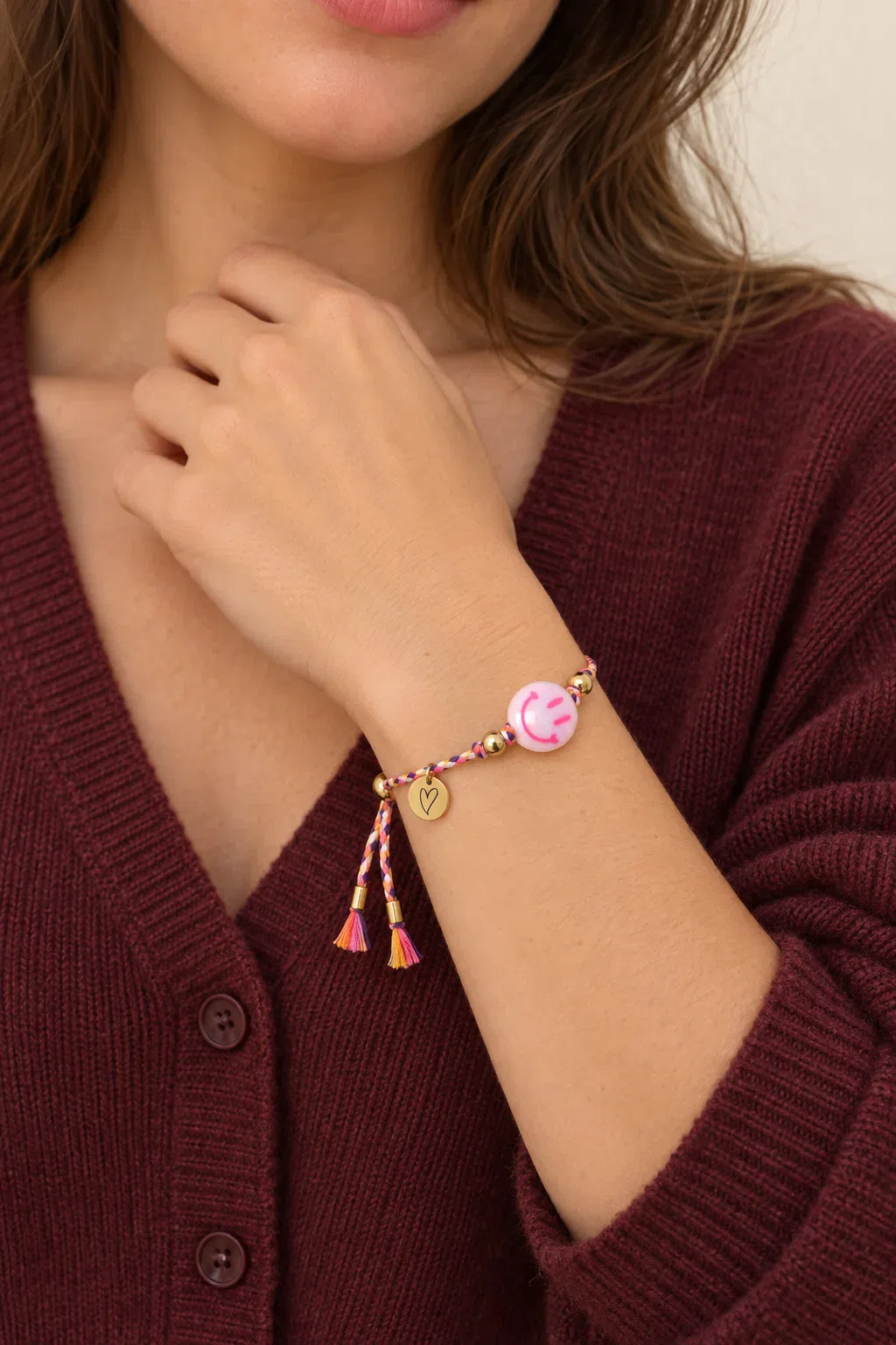 Bracelet | Happy smiley pink/orange