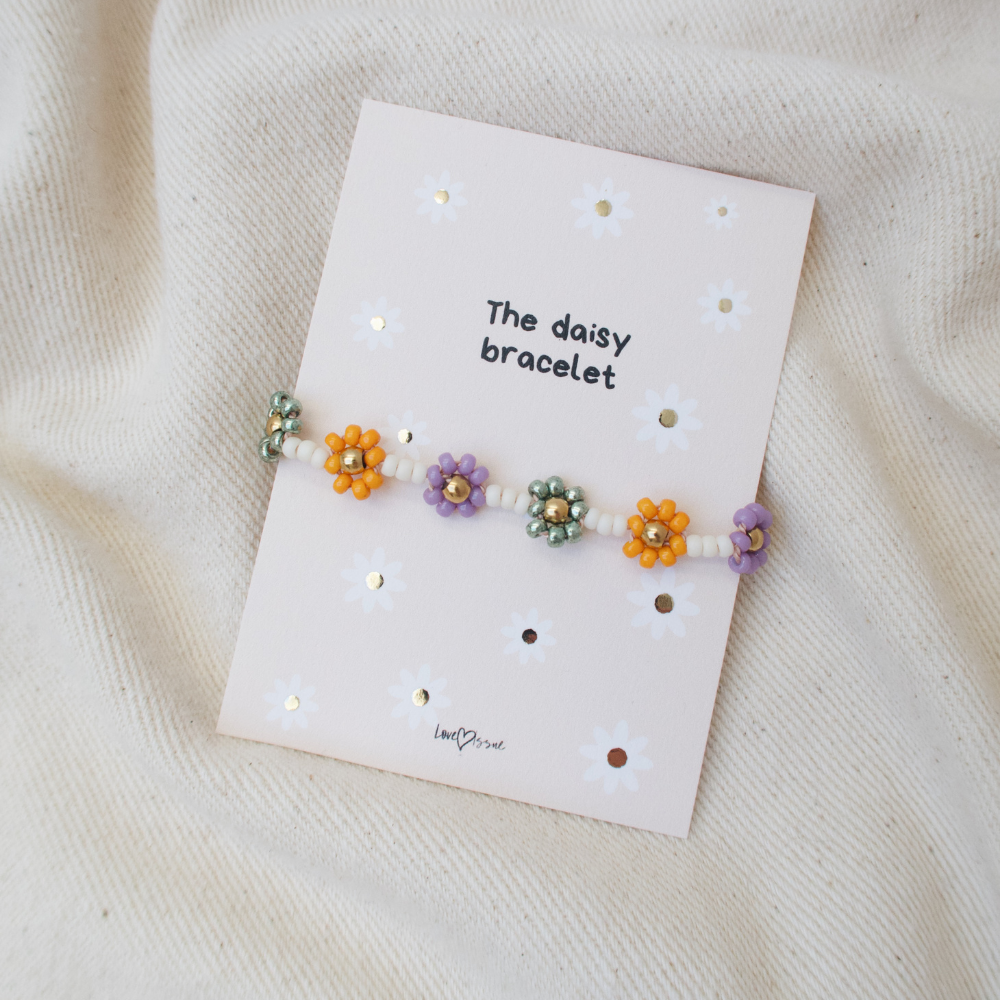 LOVEissue daisy bracelet | Blue, pink, orange