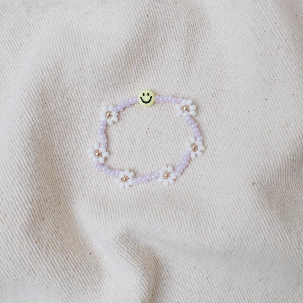 Armband kids| The daisy bracelet lila smiley elastisch 3-6 jr.