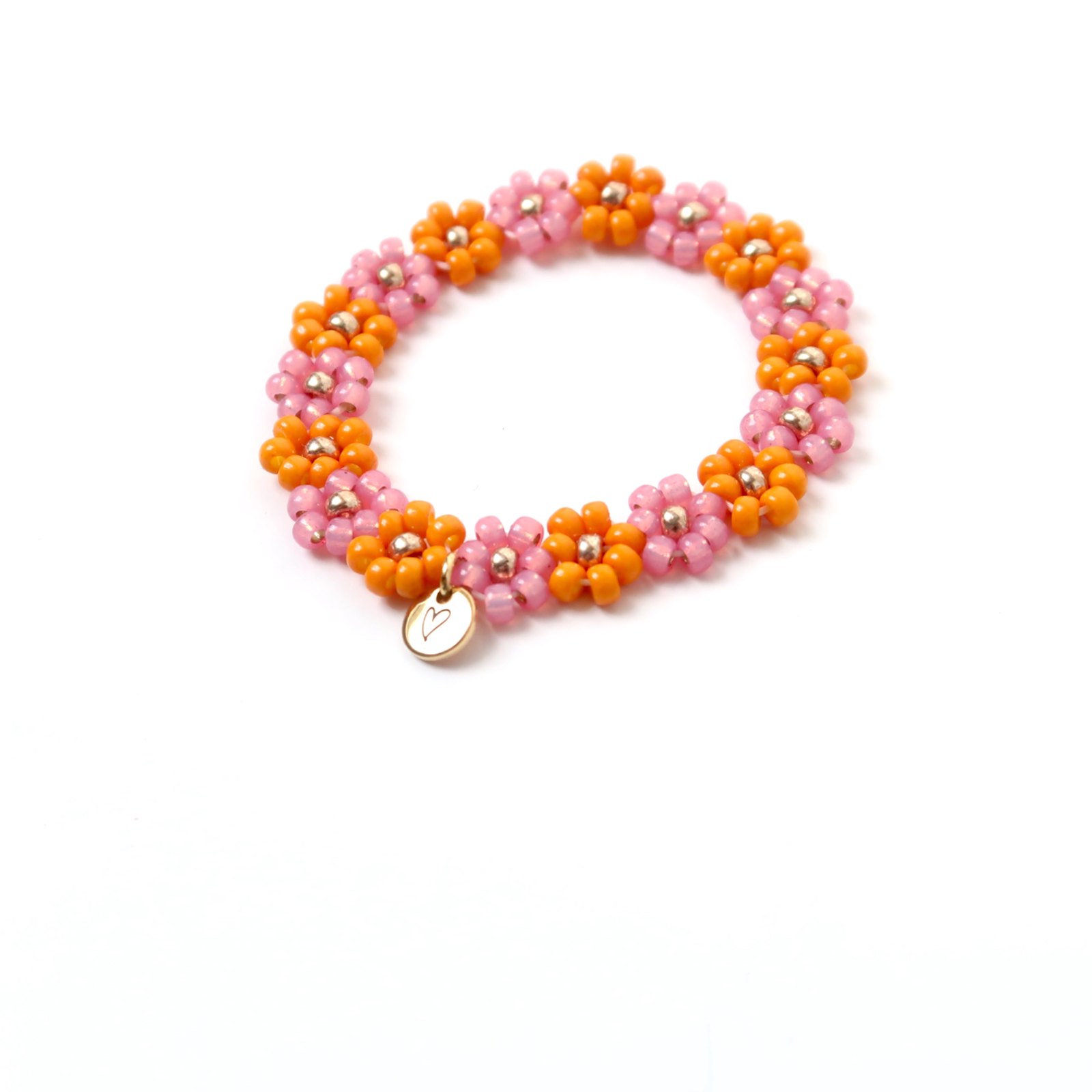 LOVEissue bracelet daisy | Elastic orange, pink T1