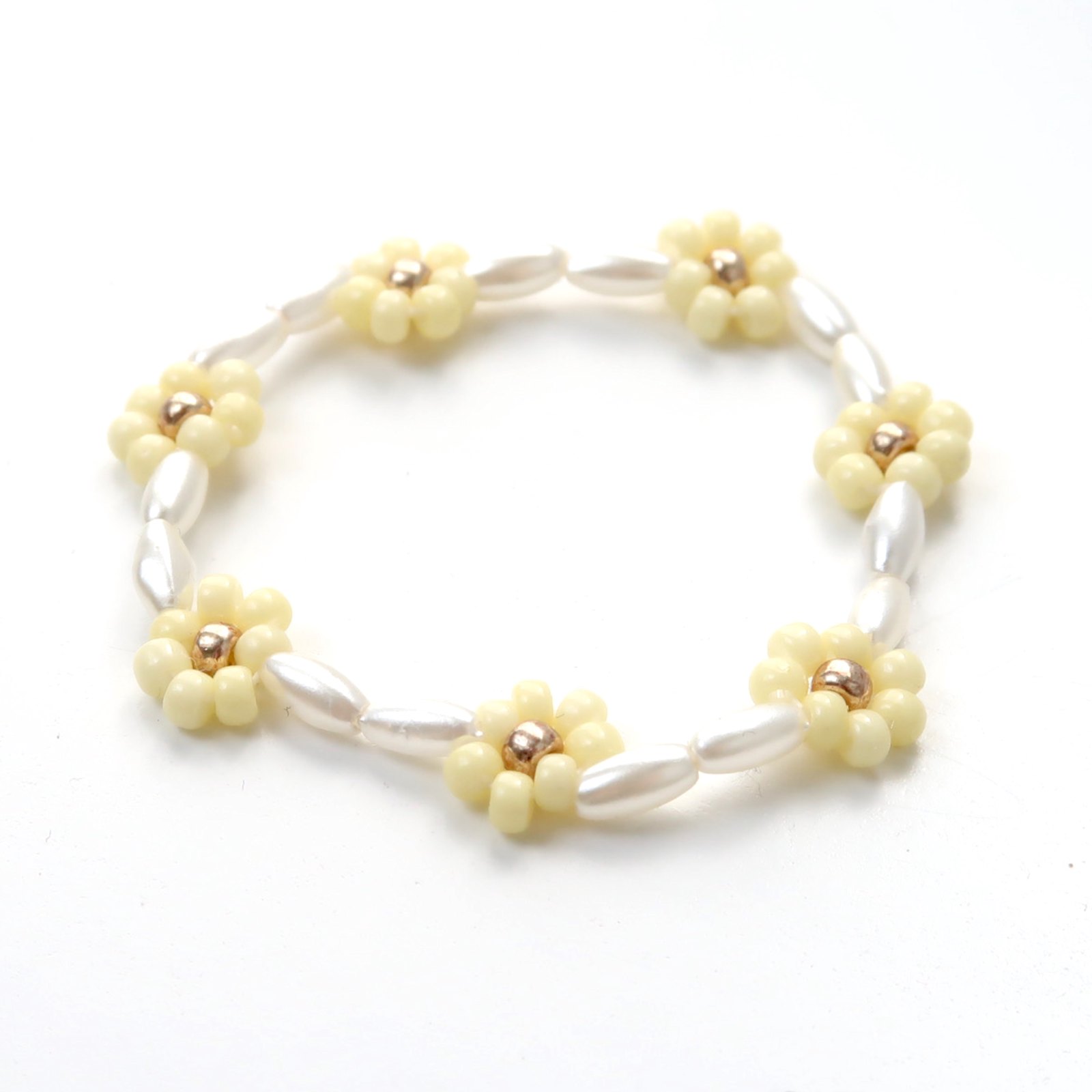 LOVEissue bracelet daisy | Elastic pearl, sunshine T1