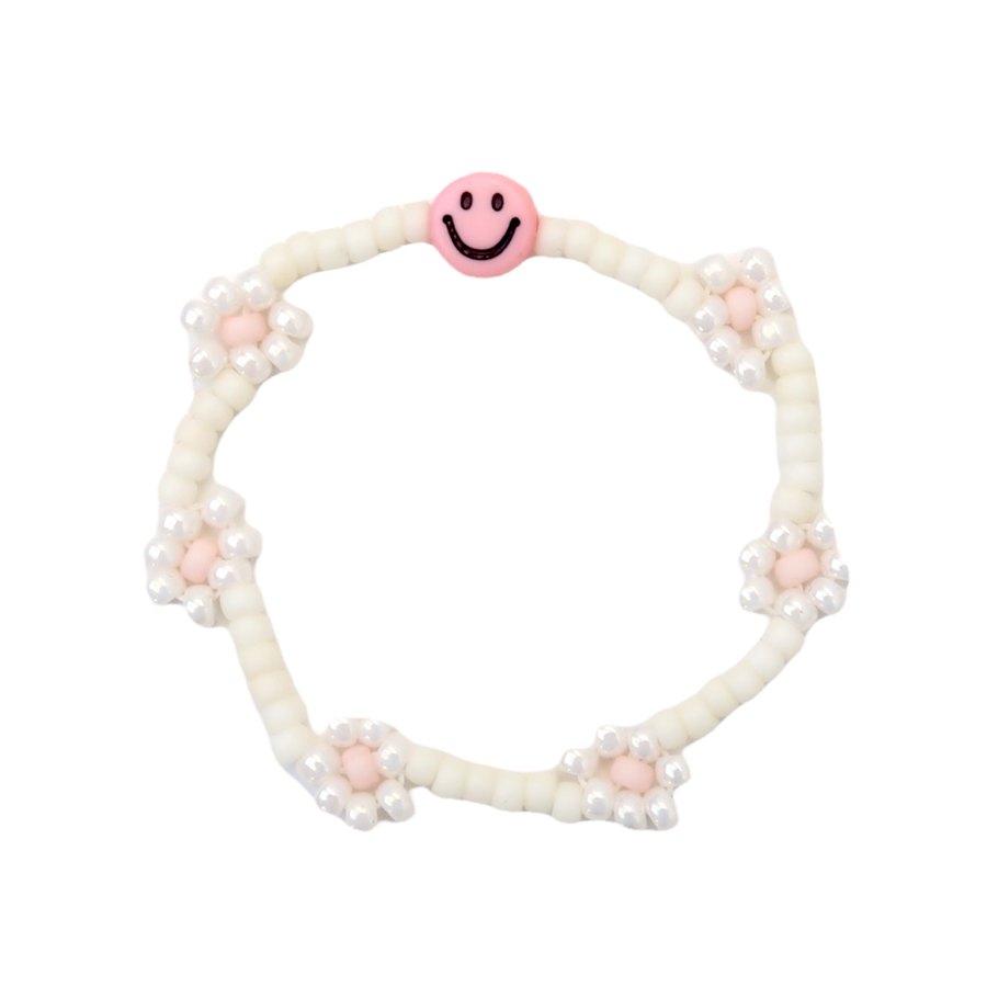 Daisy bracelet | Smiley pink, ivory T1
