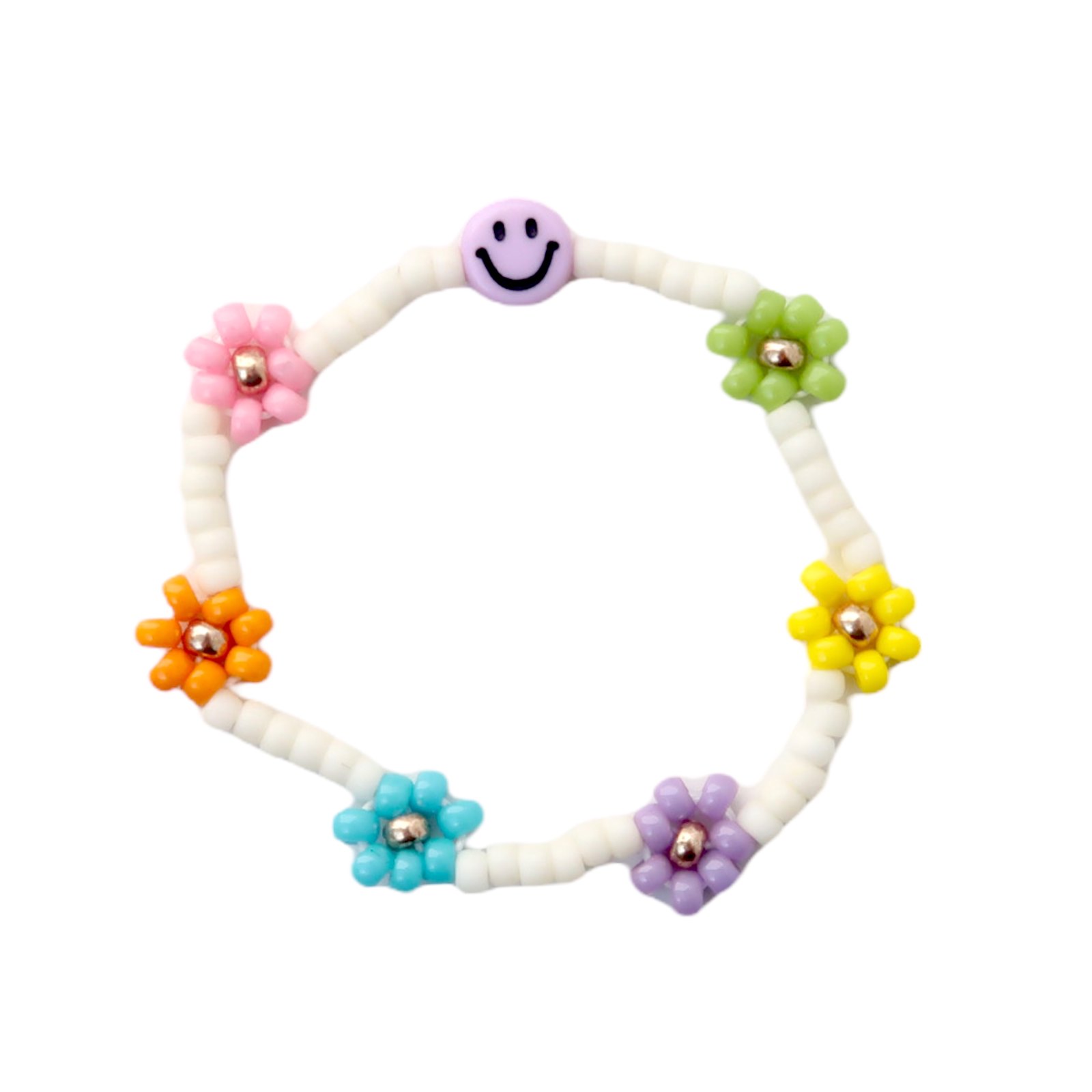 LOVEissue bracelet daisy | Elastic smiley, rainbow T1