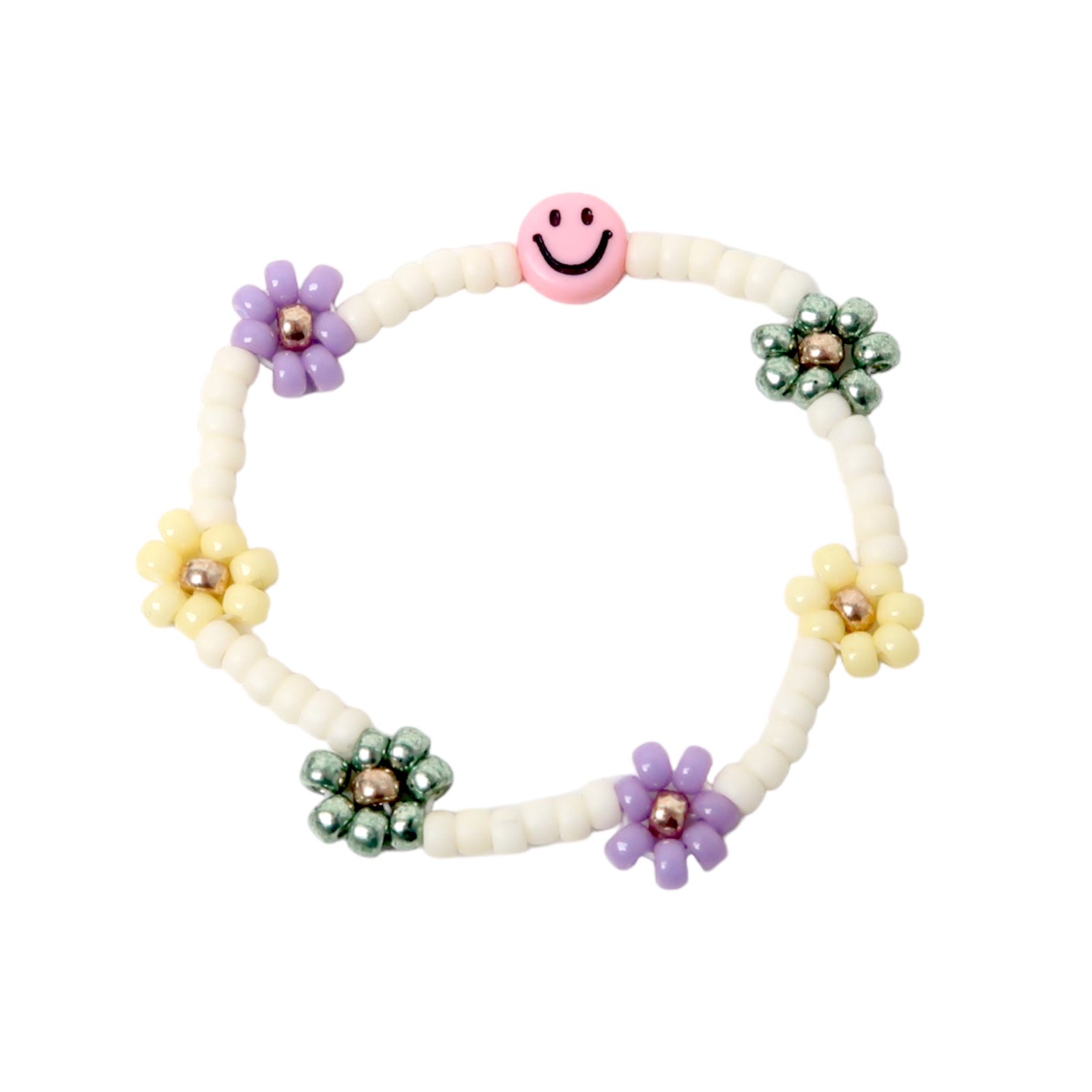 Bracelet | Daisy smiley, sunshine,green,purple T1
