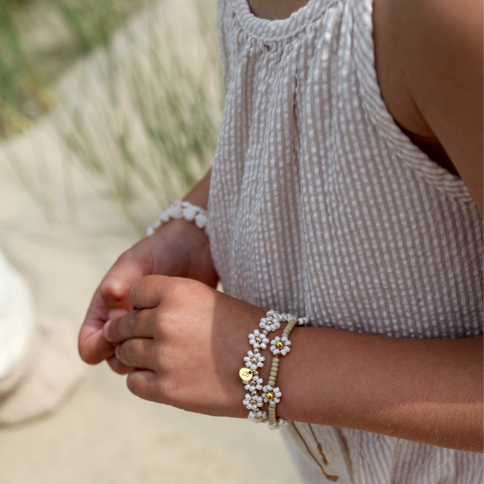 Bracelet | Daisy, nude/vory