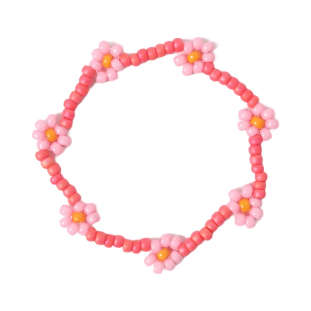 Daisy bracelet | Vermilion red, pink T1
