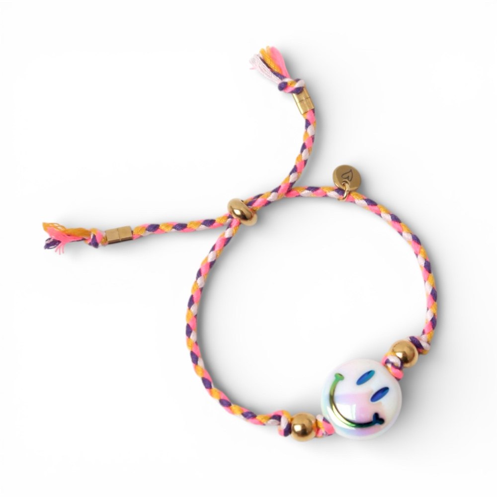 Bracelet | Happy smiley white/pink
