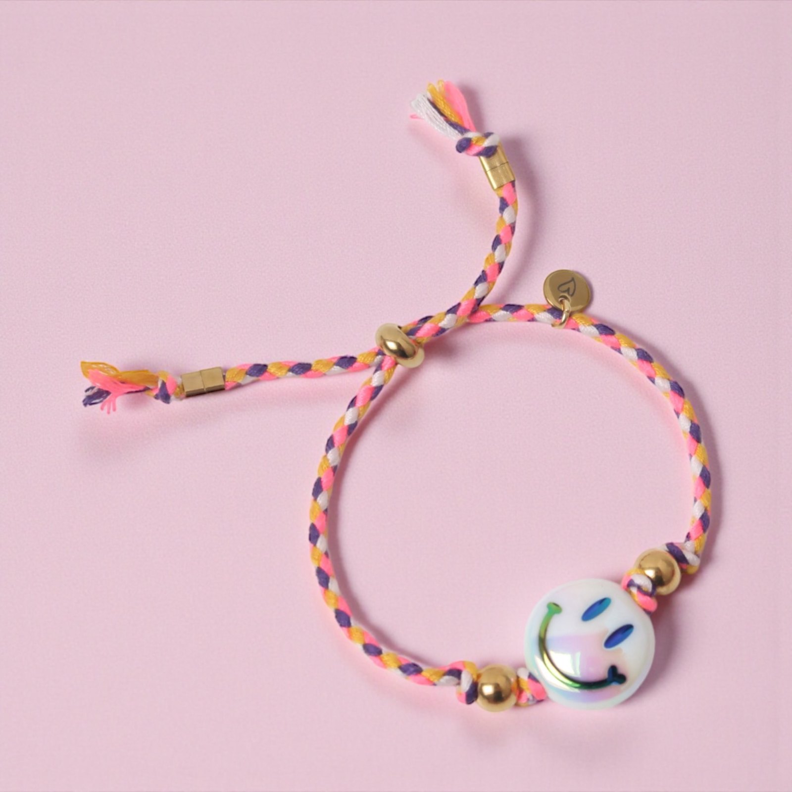 Bracelet | Happy smiley white/pink