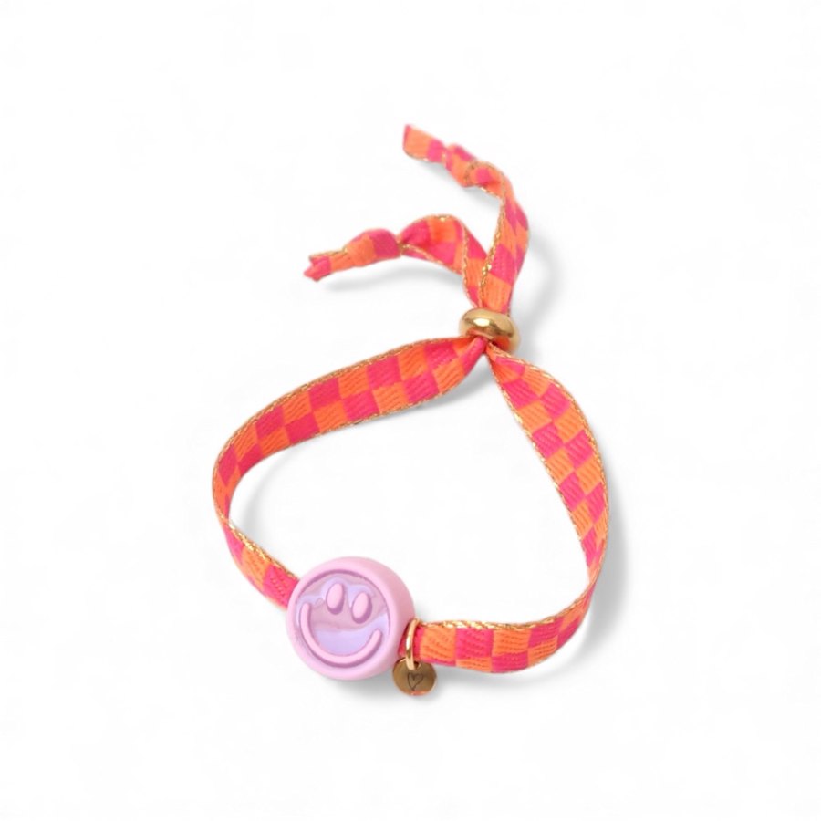 Bracelet | Happy smiley2.0 purple checked orange