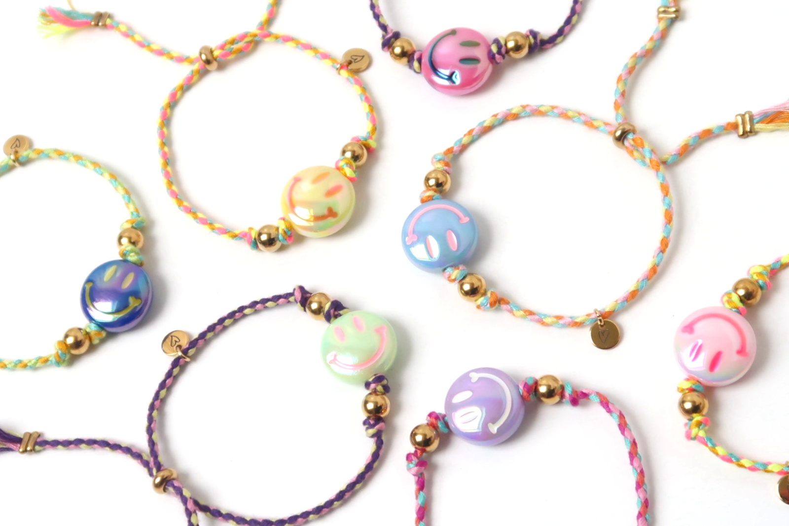 Bracelet | Happy smiley light blue/orange