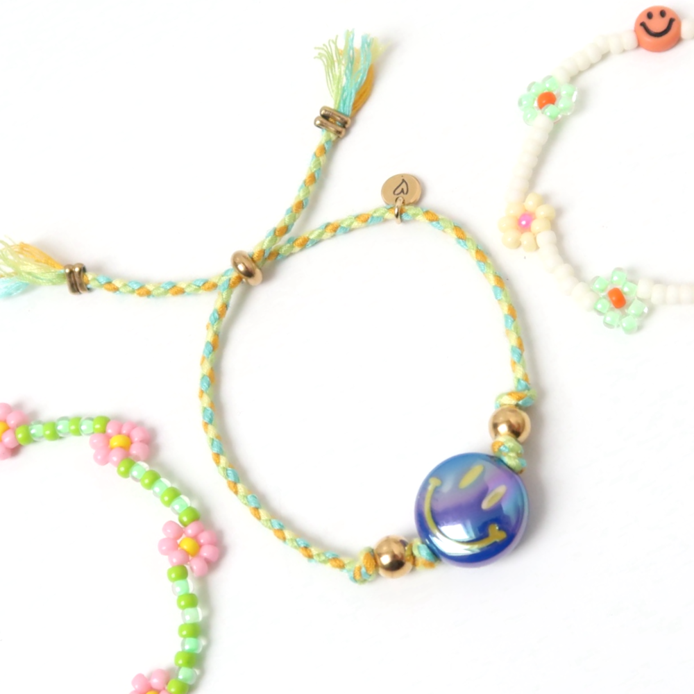 Bracelet | Happy smiley dark blue/green
