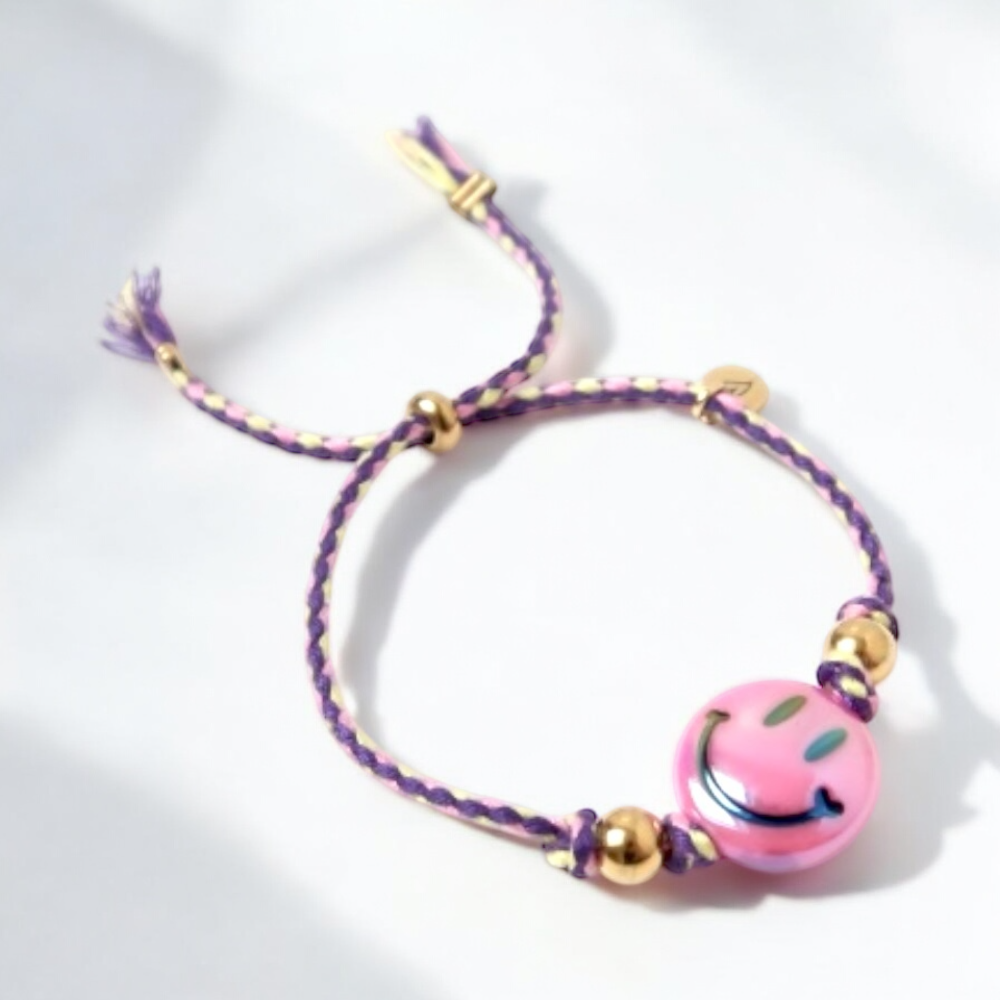 Bracelet | Happy smiley fuchsia/purple