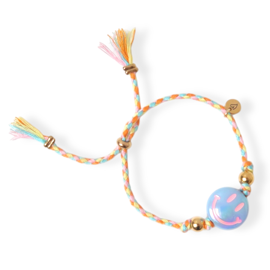 Bracelet | Happy smiley light blue/orange