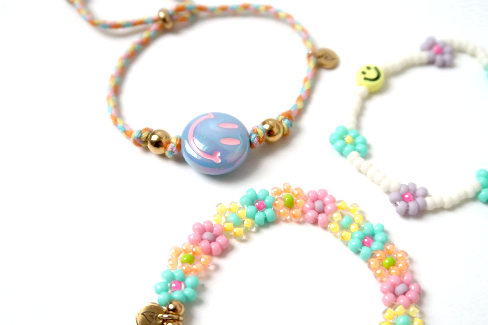Bracelet | Happy smiley light blue/orange