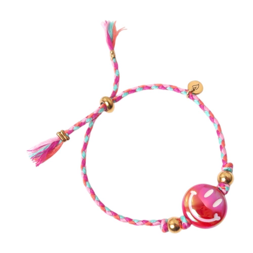 Bracelet | Happy smiley pink/red