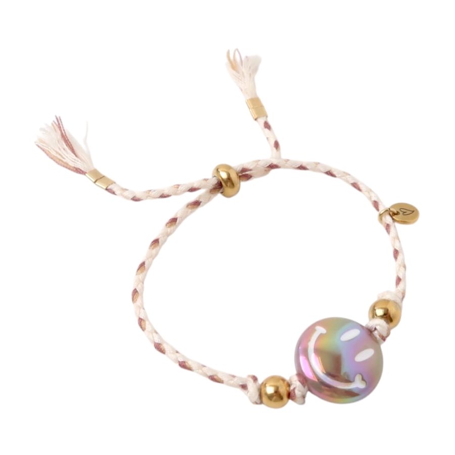 Bracelet | Happy smiley white/taupe