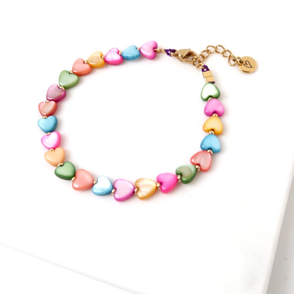 Bracelet | Shell hearts colorful T3
