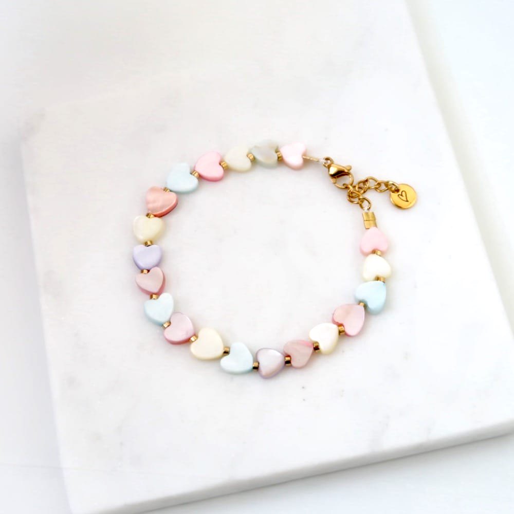 Bracelet | Shell hearts pastel T3