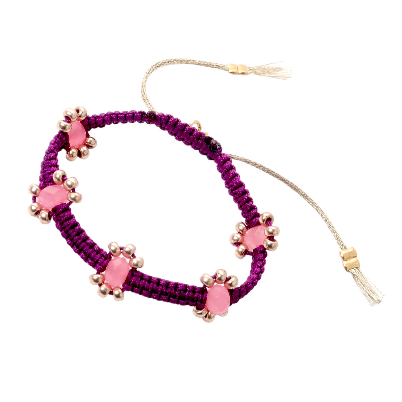 LOVEissue daisy bracelet | macramé purple, pink