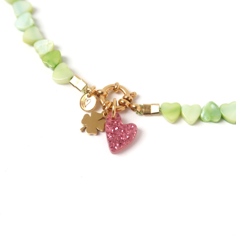 Charm | Heart glitter resin pink