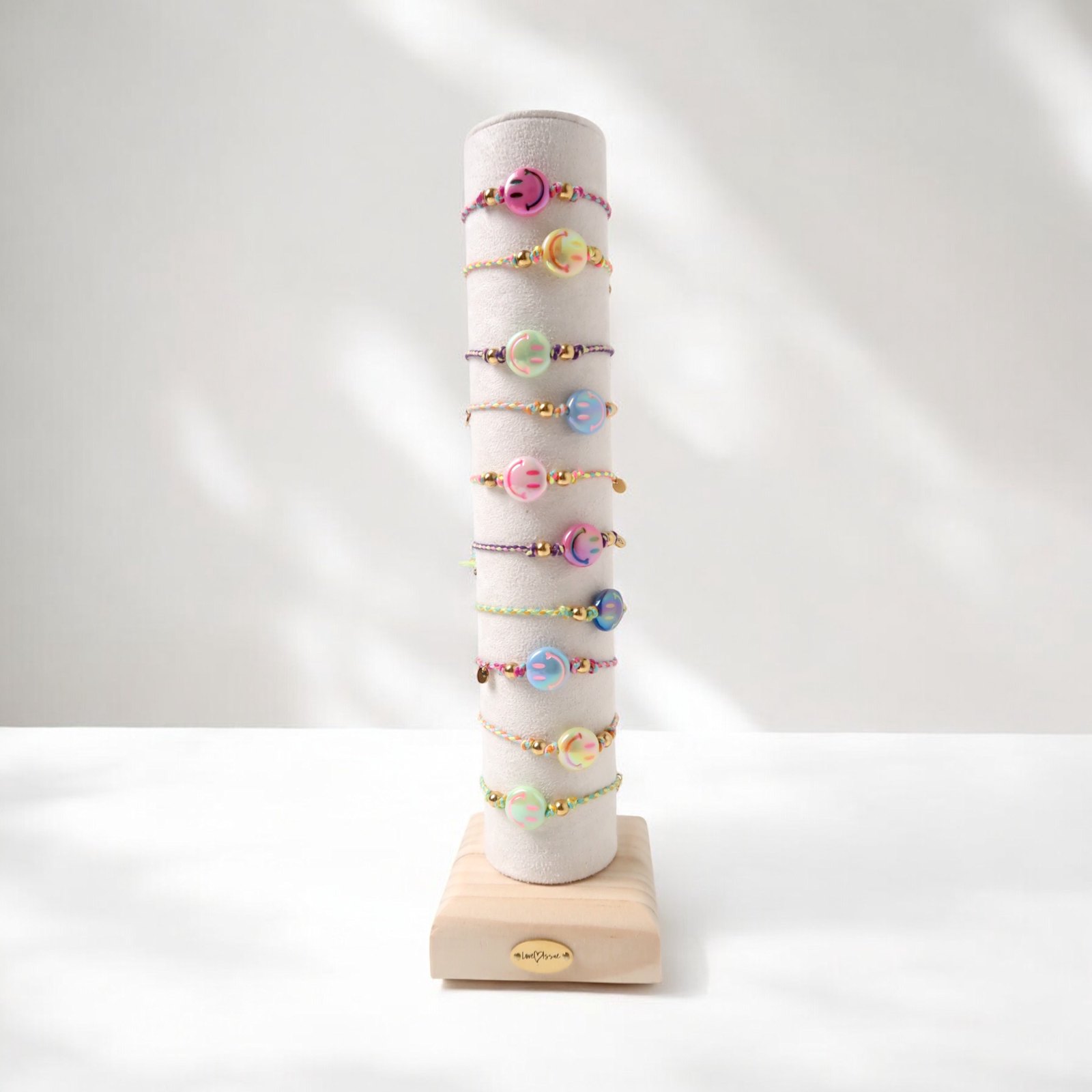 Bracelet | Happy smiley white/taupe