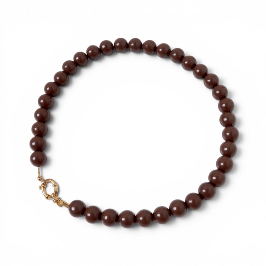 Necklace | Bold beads brown T2