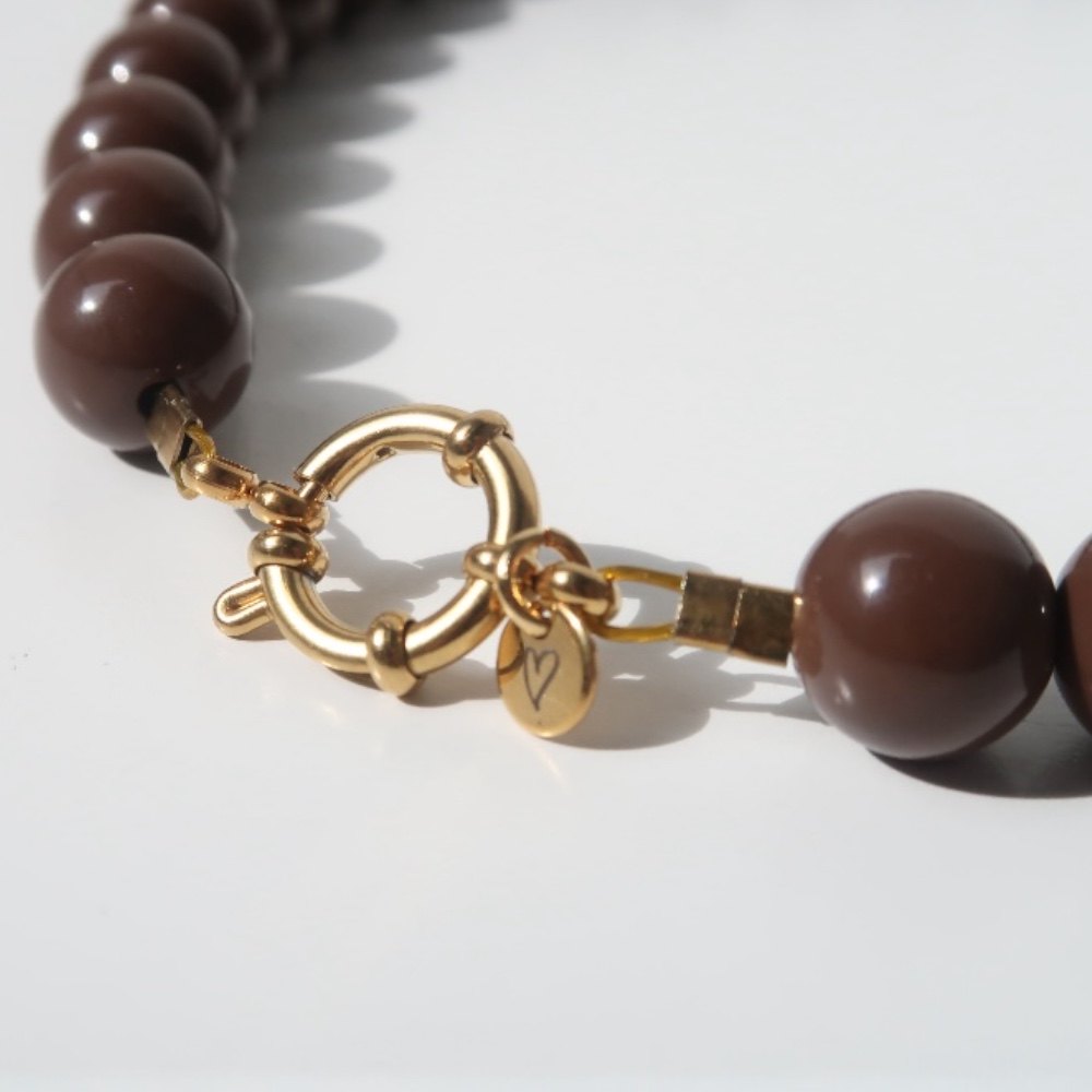 Necklace | Bold beads brown T1