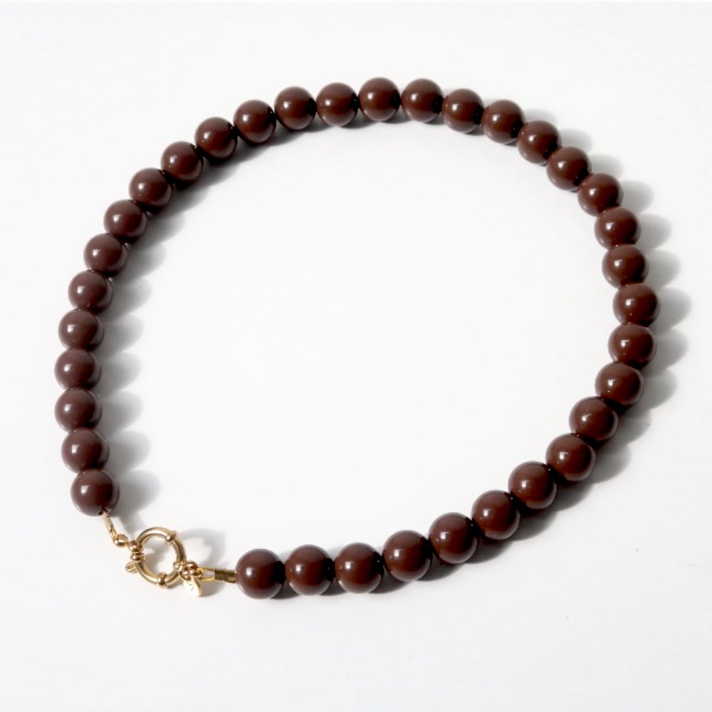 Necklace | Bold beads brown T1