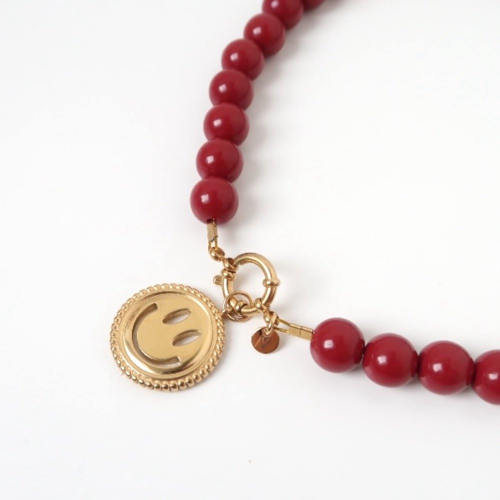Necklace | Bold beads rust T2